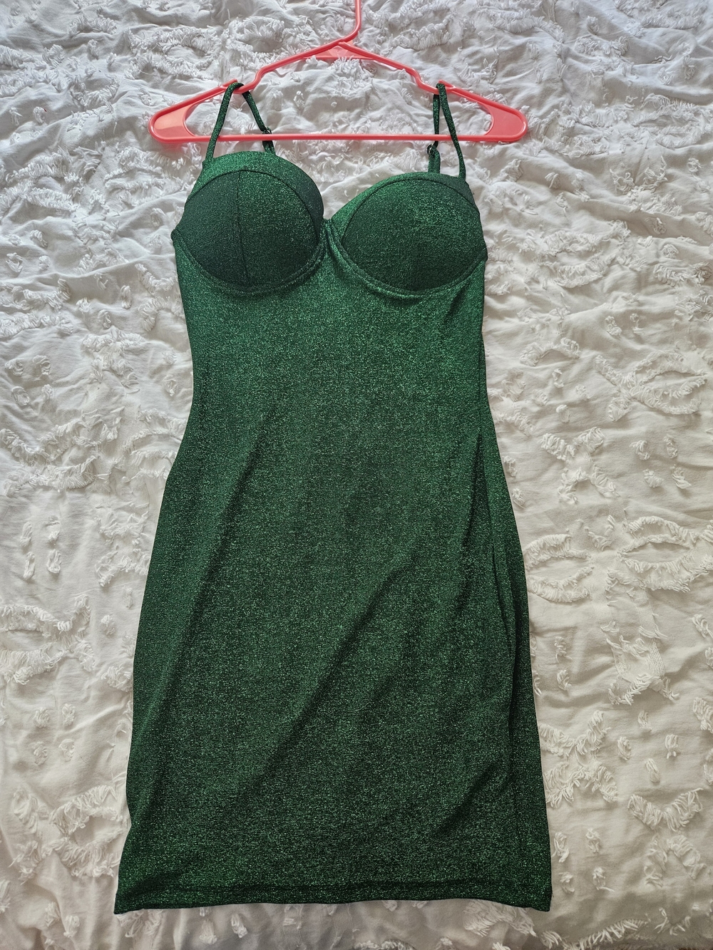Haute Monde Glittering Emerald Green Bustier Mini Dress